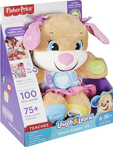 Fisher-Price Laugh & Learn Baby & Toddler Toy Smart Stages Sis Interactive Plush Dog With Music Lights & Learning Content For Ages 6+ Months #TOP5