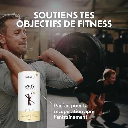 foodspring - Poudre de protéines whey Vanille - Avec 23 g de protéines de croissance musculaire, solubilité parfaite, ultra-filtrée et riche en BCAA et EAA - goût complet et délicieux (750 g) – Image 5