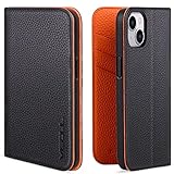 VISOUL iphone14 ケース 本革 スマホケース レザー 手帳型 アイフォン14 カード収納 携帯 全面保護 柔軟なTPU素材 マグネット式 スタンド機能付き アイホン14 対応 6.1インチ オレンジ