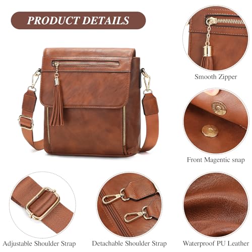 Image of UBAYMAX Leather Crossbody Purses for Women, Trendy Vegan Crossbody Bags Hobo Purses Bag Shoulder With Adjustable Guitar Strap