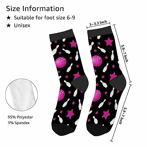 Image of Red Striped Crew Socks for Woman Size 6-8 Christmas Tree Moose Snowflake Dots Lines Girls Socks