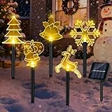 FENYW 5 Stück Gartenstecker Solar Außen Weihnachten, 37cm Weihnachtsstecker Garten LED,LED Gartenstecker Weihnachten,Solarleuchten Garten Weihnachte, Dekoleuchte Solar Gartenleuchte Für Weihnachtsdeko