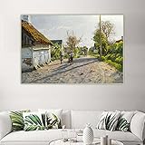 Peder Monsted "Late spring day in Vallensbaek 1922" Lienzo Pintura al óleo Cuadro Lienzo Arte de la pared Impresión Decoración del hogar 35x50cm Sin marco