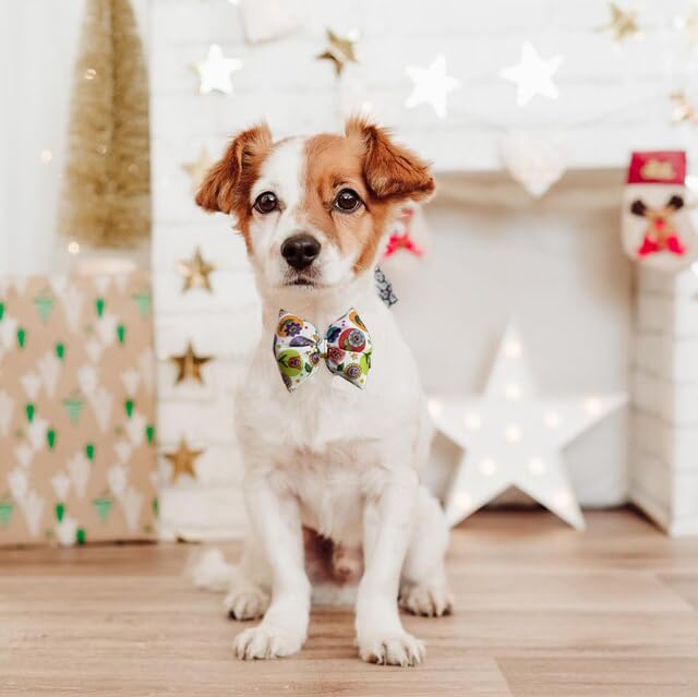 Image of cotton Dog /Cat Bow Tie | Adjustable & Stylish Bow Tie for Small,Medium to Large Dogs & Cats | Festive Pet Bow Tie for Christmas,Birthday and Weddings (Floral Pattern),multicolor,1 Count