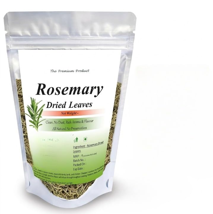 Rosemary Dried Leaves for Seasoning,Rosemary Leaves For Hair Growth Aromatic Herb For Cooking, Seasoning, Soups, Salads, Herbal Teas And Garnishing,100g.