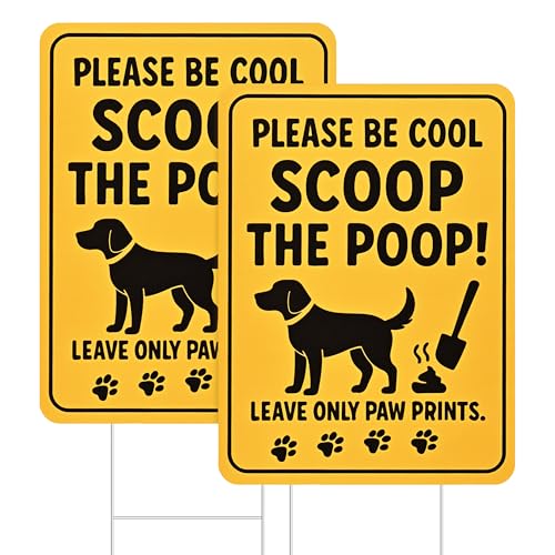 ComboJoy No Dog Poop Signs for Yard 13 x 9.5 Clean up after Your Dog Signs Pick up after Your Dog Sign with Metal Stakes Double-Sided and Waterproof No Pooping Dog Signage for Yard Lard 2 Pack
