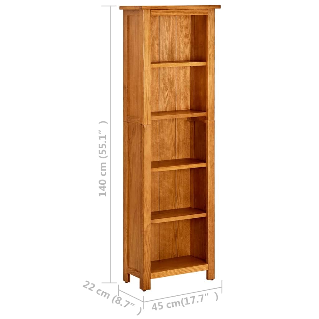 Générique Biblioteka 5 półek 45x22x140 cm masywny Chene | Przechowywanie książek i czasopism, mebel do biura lub salonu, trwały rustykalny design