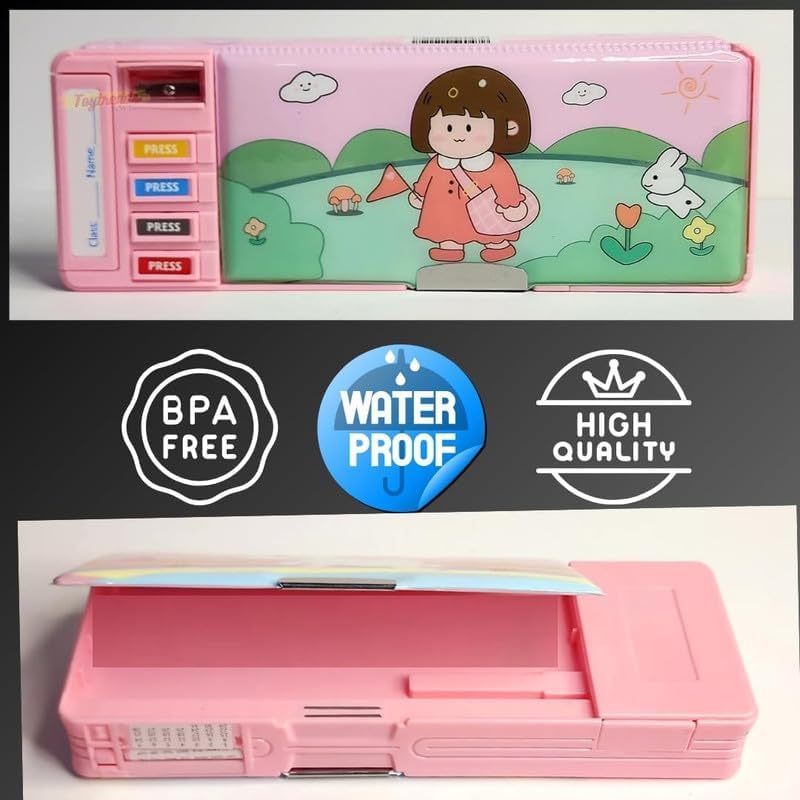 Image of Discover Unicorn Pencil Box for Kids, Magnetic Pencil Case for Girls Pop-Up Cases of Cute Pencil Box Perfect Gifts for Kids & Students Button Pencil Box for Girls for School