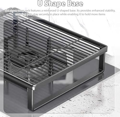Estante de la cubierta de la placa de cocina del acero inoxidable, bandeja del organizador de la estufa de la inducción antideslizante con el diseño durable de la rejilla para el espacio del contador