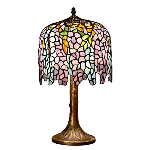 Preisvergleich Produktbild Tiffany-Stil Tischlampen, ländlichen Stil Pfirsiche Glasmalerei Nachttischlampen, Schreibtisch, Büro Licht E27 MAX 40W × 1