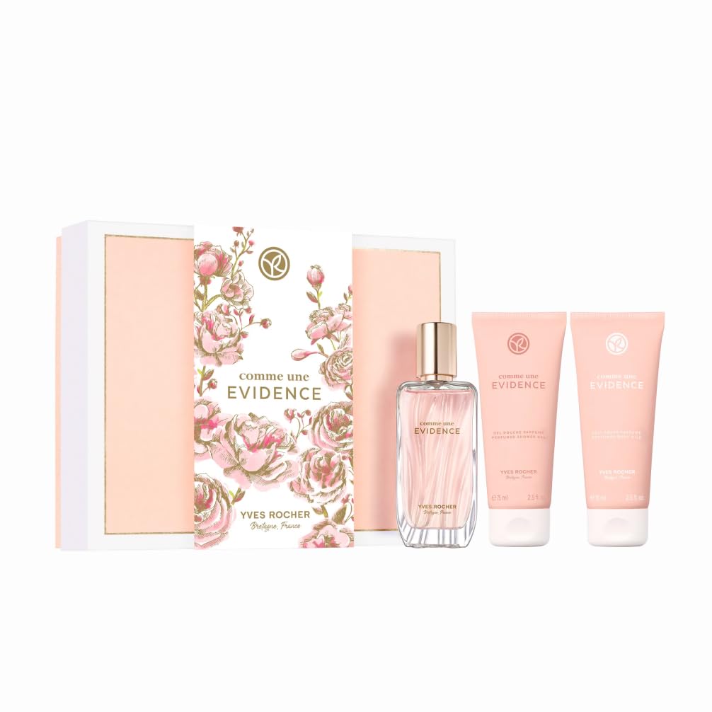 Yves Rocher Comme Une Evidence Geschenkset Eau de Parfum 50 ml Körpermilch 75 ml Duschgel 75 ml Pflegeset für Frauen Made in France