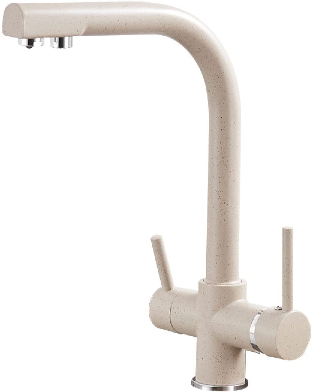 ZQFHSX 3Way Kitchen Faucet with Swivel Spout Double Handle Mixer Tap for Water Filter Chrome Finish Versatile 3in1 Design Sink Ideal Cooking and Drinking.
