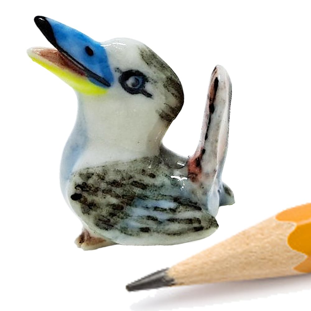 WitnyStoreTiny 1¾" Brown Kiwi Flightless Bird Bend Down - Miniature Hand Made Painted Ceramic Birds Aves Colorful Porcelain Feathered Animals Cute Decorative Figures Collectible Figurines Décor Gifts