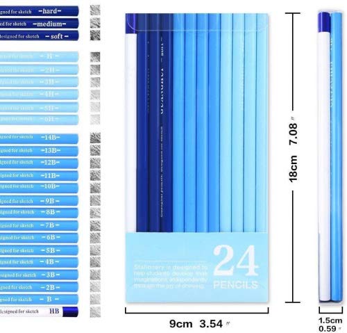 24 Sketch Pencils - Professional Art Sketching Pencils Travel Set Artists Drawing Kit Graphite Charcoal Pencils For Painting, Sketching, Drawing, Shading #TOP2