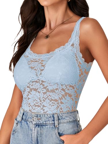 Image of LYANER Women's Floral Lace Sexy Tank Tops