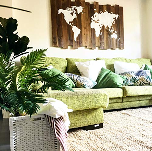 HANNUN Cuadro Mapamundi/Cuadro de Madera Maciza Natural Mapamundi de Pared Artesanal Fabricado a Mano, Color Oscuro 100x60 cm