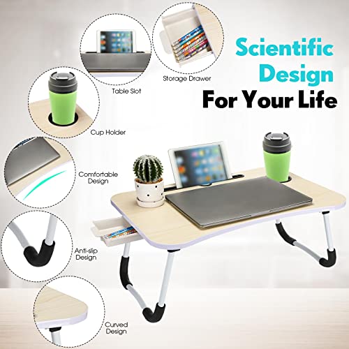 Sintuff 6 Pcs Lap Desk With Storage Drawer Cup Holder Portable Laptop Desk Folding Breakfast Bed Tray Foldable Bed Laptop Table Laptop Stand For Bed Eating Reading Writing Working Gaming Couch Sofa #TOP2