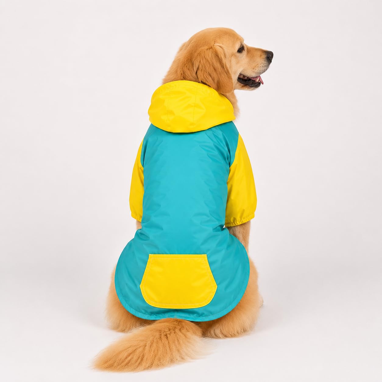 Thunder Tails Dog Raincoat Waterproof Jacket for Dogs with Hood | Double Layer Water Resistant Polyester, Adjustable Fit, Snap Button Closure, Lightweight Pet Rain Wear (Blue/Yellow, L)-image-30