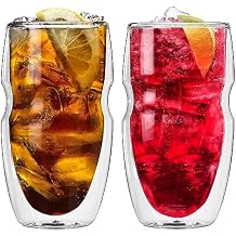 Ozeri Serafino Double Wall Insulated Iced Tea and Coffee Glasses, 16-Ounce, Set of 2