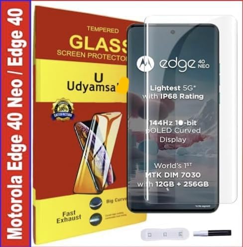 Motorola Edge 40 Neo/Edge 40 Tempered glass UV Glass 9H Hardness,Sensitive Touch Edge to Edge Glass With Easy Installation Kit (B0CXZ2TQNS) Amazon Price History, Amazon Price Tracker