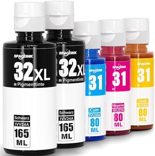 Spaceink Druckertinte 31 32XL Kompatibel für HP Smart Tank Plus 555 Drucker, Tinte 31 32 XL für Smart Tank 5105 5106 5107 5108 7005 7006 7605 7305 7306 455 515 519 530 558 559 570