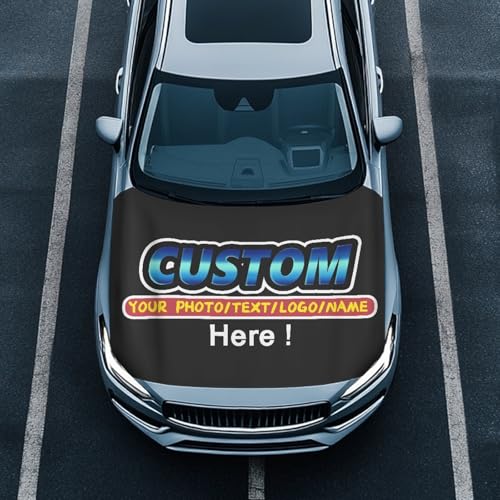 Image of Customized Car Hood Cover All-Season Protection Car Hood Cover Protector Stretch Polyester Fabric Cover Removable Automotive Accessories Ft Fits Most Cars