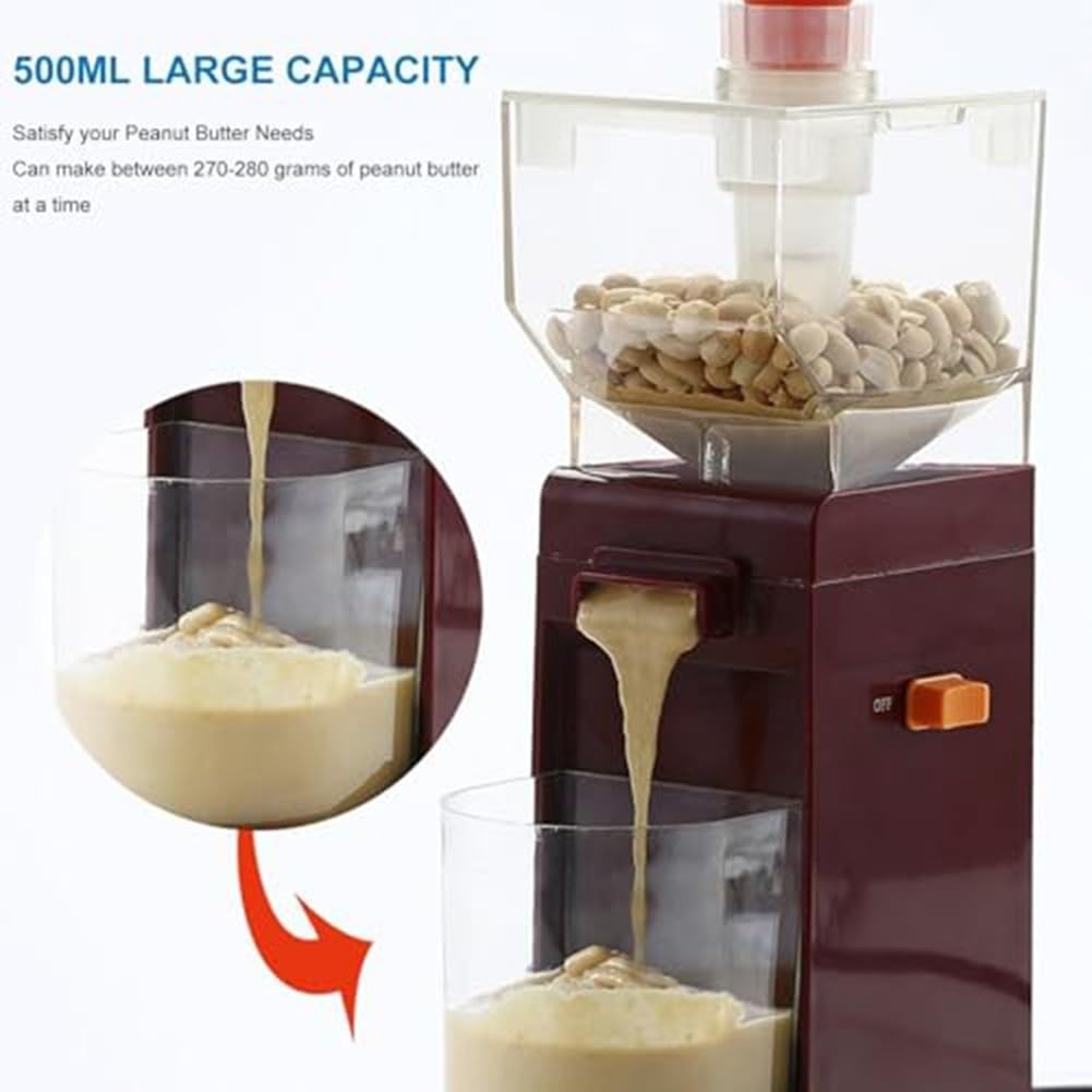 Yuanpgky Moulin à noix et beurre d'arachide, machine en plastique pour pâte à tartiner lisse de noix de cajou, amande, noisette, noix et tournesol (réglementation européenne)
