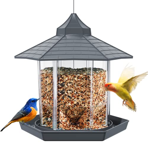 Redboat Bird Feeders For Outdoors Hanging, 5.5Lbs Huge Capacity Wild Bird Feeder For Outside, Garden Backyard, Plastic, Grey #TOP2