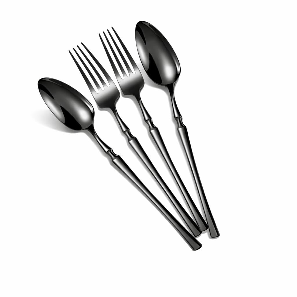 Matte Black Spoon & Fork Set - Stainless Steel Cutlery -14 Matte Black Spoon & Fork Set - Stainless Steel Cutlery -14