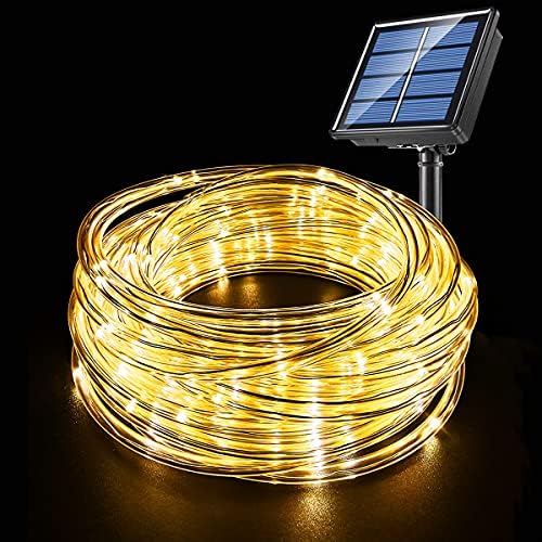Fatpoom Solar Lights Rope Lights Solar Powered String Lights 40FT 120 LEDs 8 Modes Fairy Lights Outdoor Decoration Lighting for Garden Patio Party,Weddings,Christmas Décor White Warm
