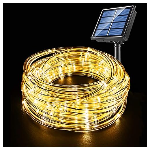 Fatpoom Solar Lights Rope Lights Solar Powered String Lights 40FT 120 LEDs 8 Modes Fairy Lights Outdoor Decoration Lighting for Garden Patio Party,Weddings,Christmas Décor White Warm