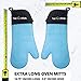 Silicone Oven Mitts Heat Resistant 500 Degrees - 2 Extra Long Silicone Oven Mitt Pot Holders - Food Safe Oven Gloves - BPA Free - Soft Inner Lining - (Blue) - Frux Sili Mitts