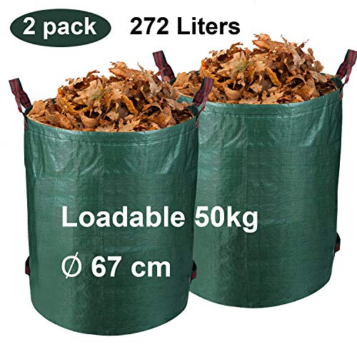 Preisvergleich Produktbild BMOT 2er Set Gartensack, 272L Gartenabfallsac, robustem Wasserdichtes Wiederverwendbare Selbststehend Faltbar Laubsäcke