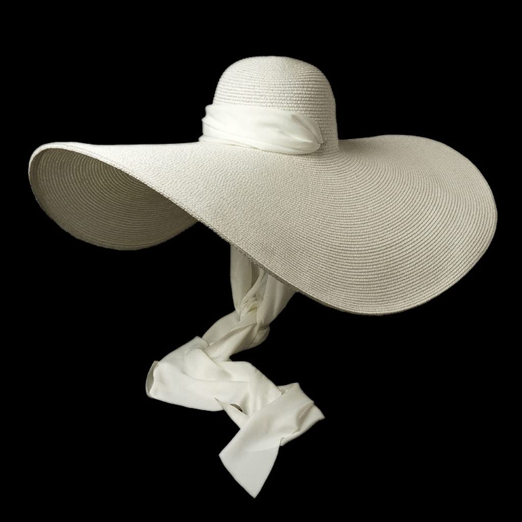 Lady ornamento per protezione, anti UV | Cappello da sole da donna a tesa larga, da spiaggia, regolabile, cinturino in nastro morbido e setoso
