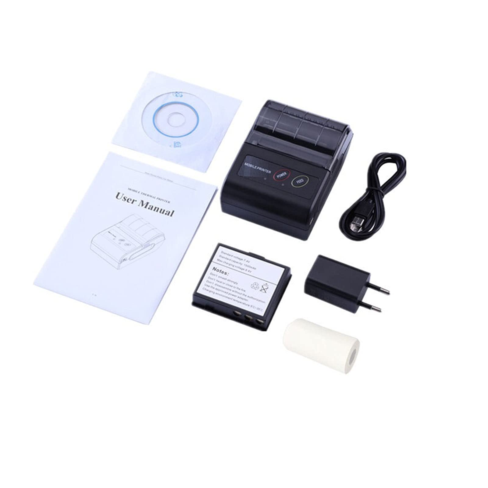 Drukarka RęCzna, MINI 58 mm Portable Thermal Drukarki Bezprzewodowa Drukarka Bezprzewodowa BT USB. Drukuj W Dowolnym Miejscu(Add Case)