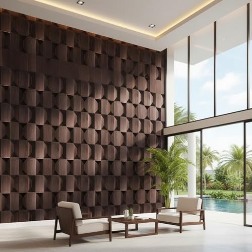 Image of Kayra Decor 3D PVC Wall Panels - Abstract Design, Red Coper Rust Color 19.7 inch x 19.7 inch (Pack of 18) - Covers 48.42 Sq. Ft.