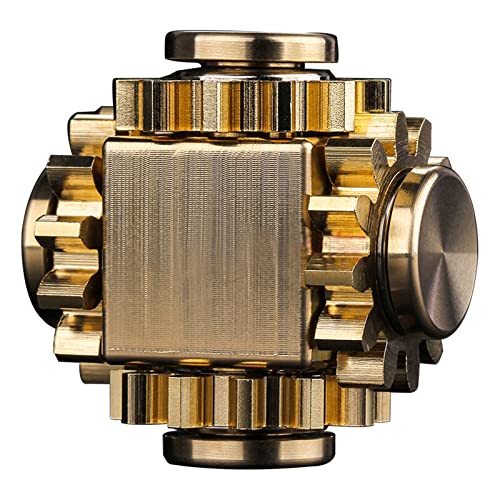 Canyoo Fidget Spinner Cube of Colest 4 Brass Metal Gears Linkage can Mechanics Romoveable for Adults Kids Spinning Cubes Fingertip Toys