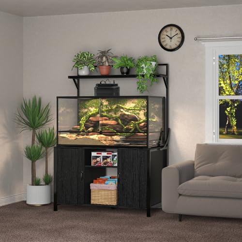 gdlf reptile tank stand terrarium stand with cabinet for accessories storage 4834 x 2434 tabletop fits up to 120 gallon bearded dragon reptile terrariumturtle tank