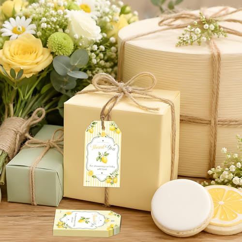 Étiquettes de remerciement pour fête prénatale jaune 2x8,9cm Baby Shower - 4