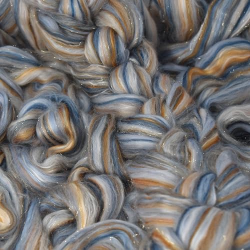 Image of Combed Top Roving. Limited Edition Fiber for Spinning, Needle Felting, Wet Felting, Weaving and Crafting. Fancy, Colorful, Exotic Designer Blend, Rubicon