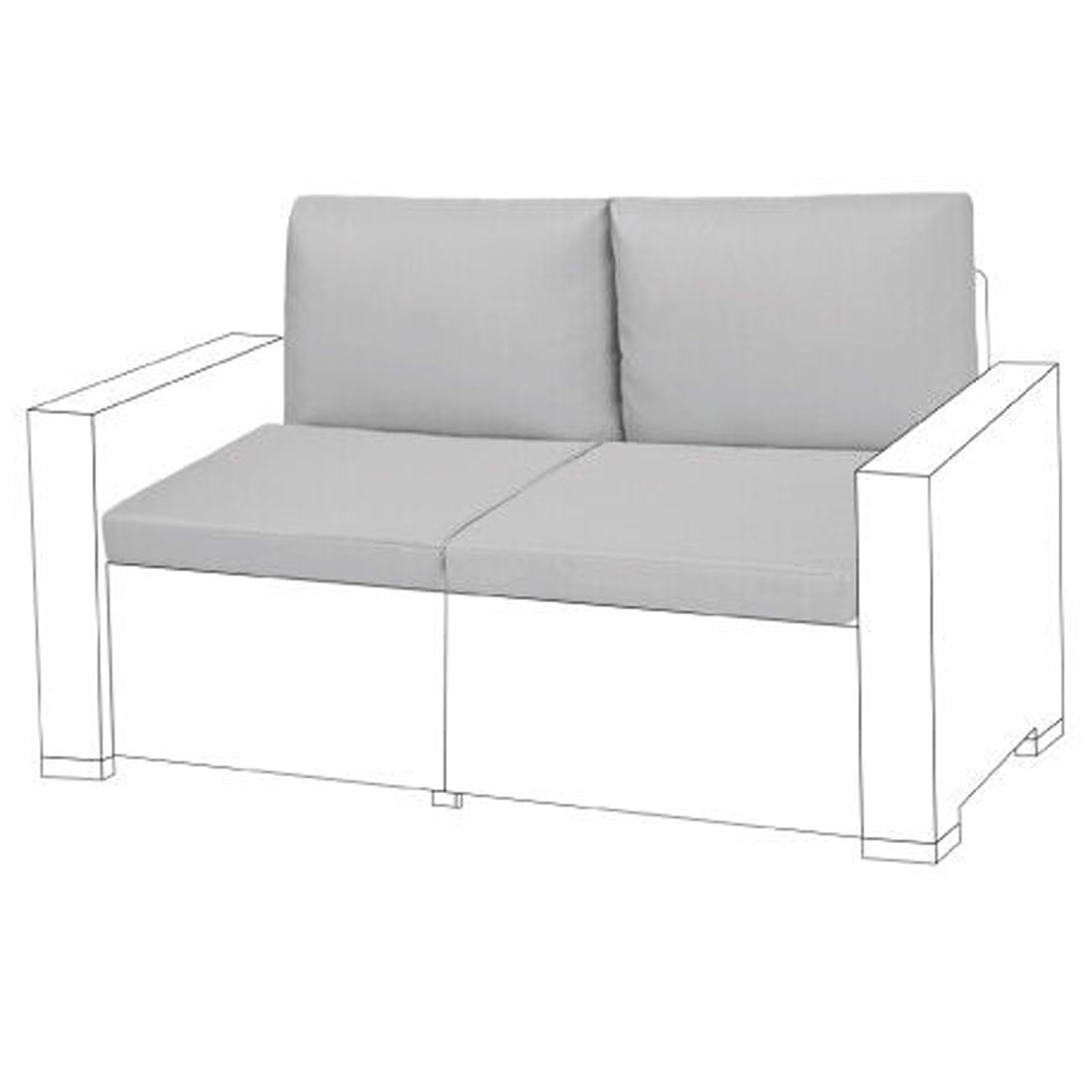 Soodie&Zuzu's Outdoor Garden Furniture Cushion Seat Pad Only Keter Allibert California Rattan Furniture 1 2 3 4 Seater Sofa Armchair Water Resistant Removable Cover (2 Seater - 4 PCs, Grey)