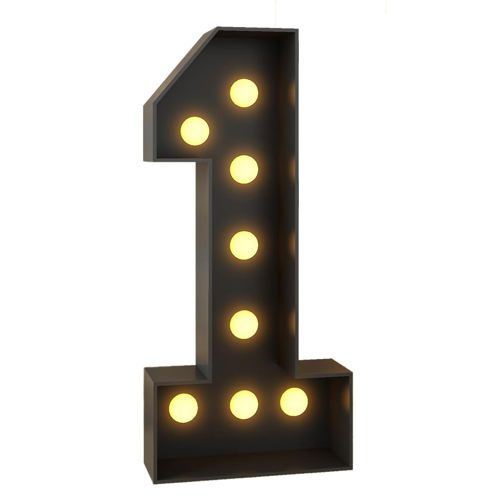 Marquesina Luminosa de 1 m con números del 0 al 9, Mosaico para Globos, Ideal para Fiestas de cumpleaños y Aniversarios (Color: Negro, tamaño: 1)