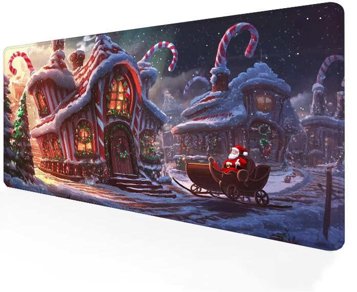 Tapis de souris Noël grand format 1000x500mm pour un espace de télétravail ordonné et chaleureux