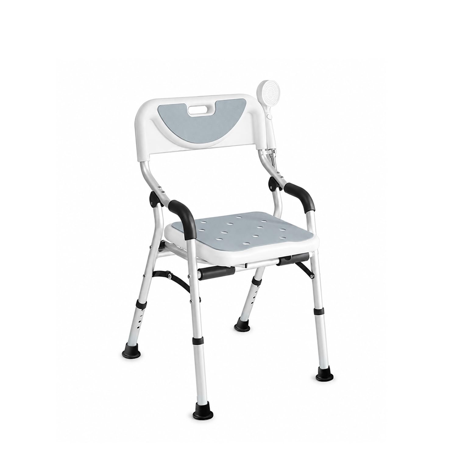 Silla de Ducha con Taburete VED, Asiento de bañera, Silla de Ducha Plegable, Asiento de baño portátil con Patas de Aluminio duraderas, Ajustable con Respaldo para baño.