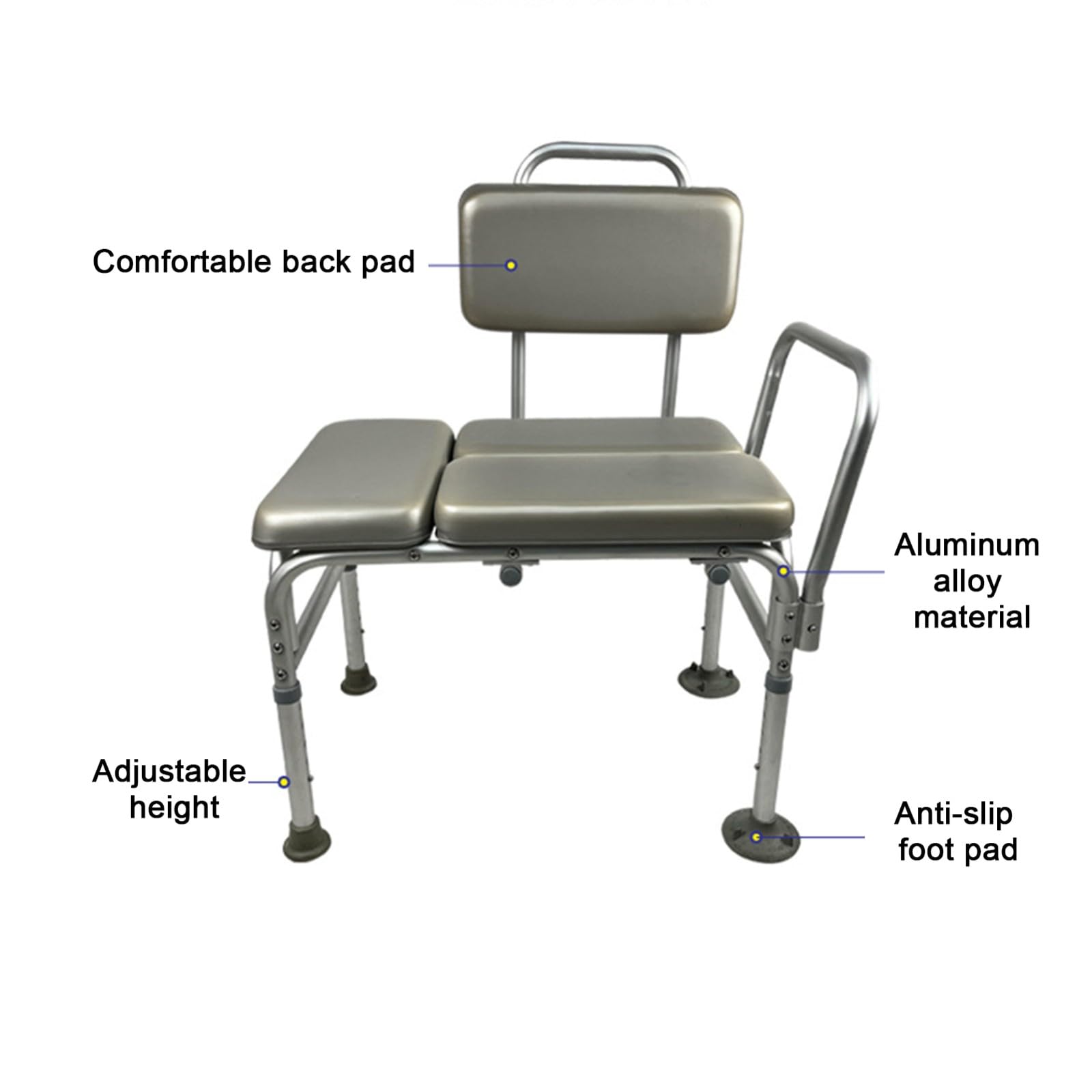 Asiento Banco de Bañera Adulto,Taburete de Ducha Silla de Ducha con Reposabrazos y Respaldo Asiento de Ducha Antideslizante Regulable en Altura para Personas Mayores,hasta 120 kg