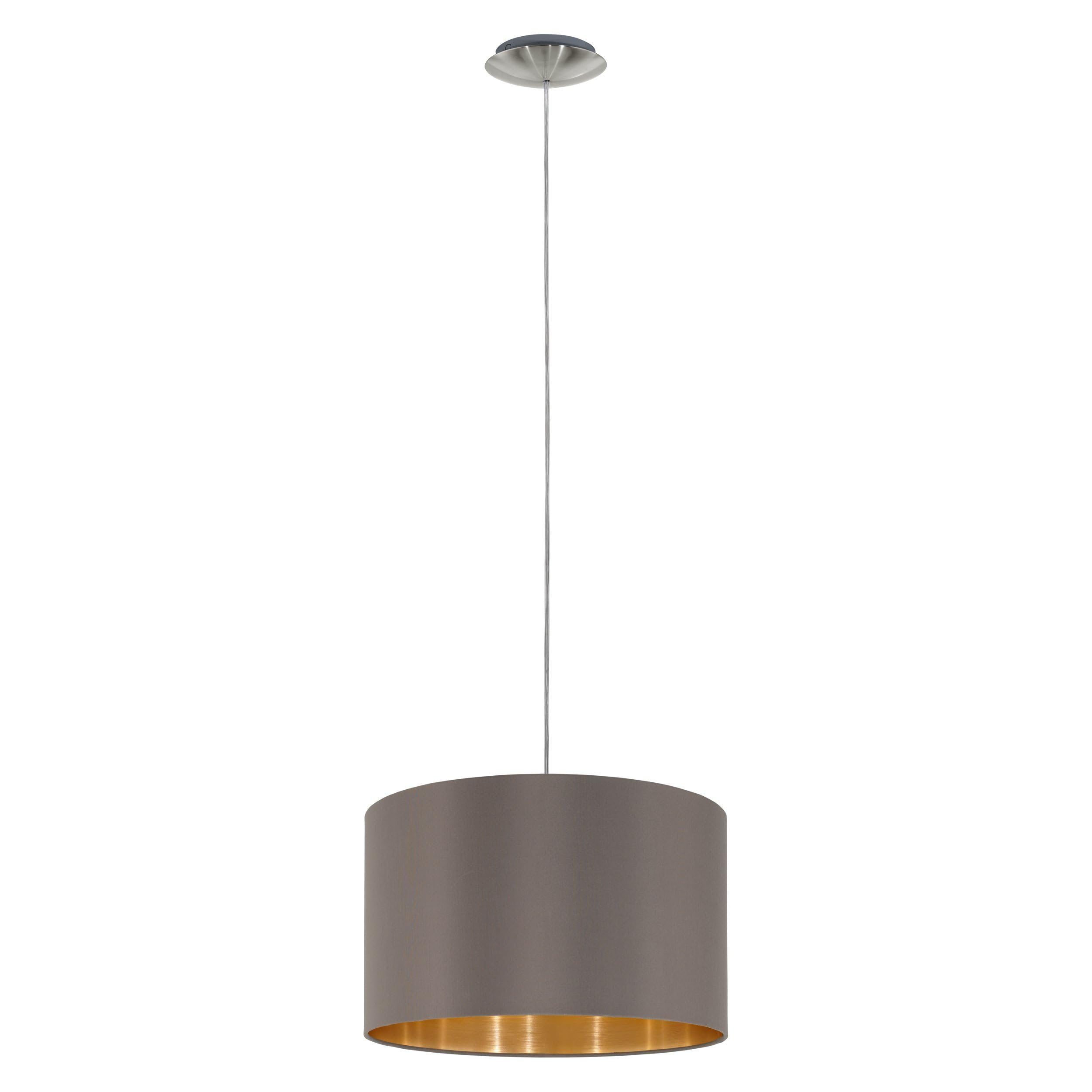 Eglo Maserlo Fabric Pendant Lamp, Steel and Fabric Hanging Light Coloured in Nickel Matt, Cappuccino and Gold, E27 Socket, Ø: 38 cm (14.9")