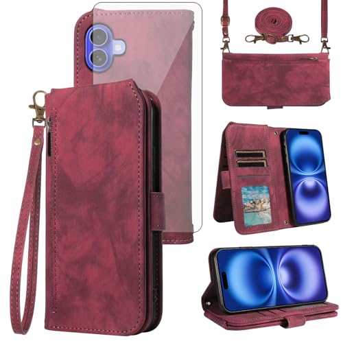 Coque iPhone 16 de luxe en similicuir avec protection écran verre trempé