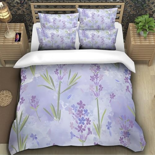 Housse de couette lavande avec fermeture éclair douce microfibre léger