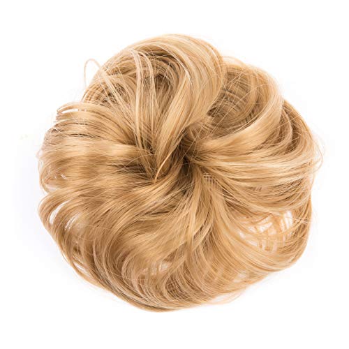 FIND BEAUTY Messy Bun Hair Piece Scrunchies Synthetic Curly Donut Updo Extensions for Women and Girls (Pale Golden Blonde & Bleach Blonde)