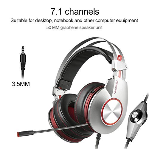 Jinclonder K5 Stereo-Kopfhörer für PS4, PC, Xbox One, Kopfhörer mit Geräuschunterdrückung, mit Mikrofon, Basskontur, Ohrenschützer, für Laptop, Mac, Schalterspiele C